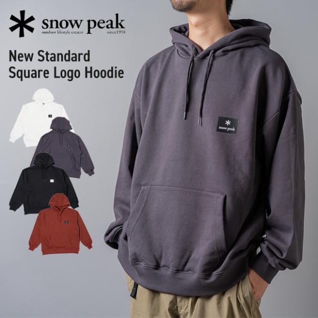 peak スノーピーク New Standard Square Logo Hoodie パーカー フーディー 長袖 プリント シンプル コットン メンズ レディース 人気ブランド アウトドア カジュアル
