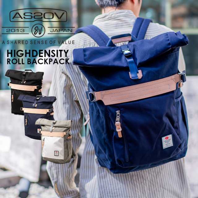 AS2OV アッソブ HIGHDENSITY ROLL BACKPACK ハイデンシティ ロール バックパック カバン バッグ リュック 通勤 通学 収納 レディース メ