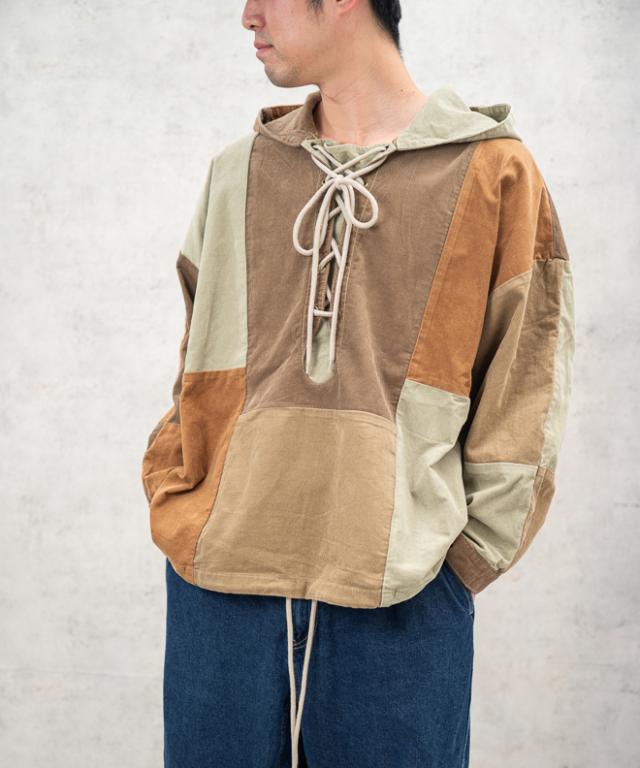 HAVE A GRATEFUL DAY LACE UP HOODIE ハブ ア グレートフル デイ レース アップ フーディー パーカー アウター メンズ レディース パッチワーク_1