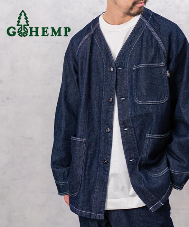 GOHEMP ゴーヘンプ NO COLLAR COVER ALL onewash ワンウォッシュ デニムジャケット ノーカラー カバーオール メンズ レディース アメカジ ライトアウター コットン ヘンプ 春 秋 冬
