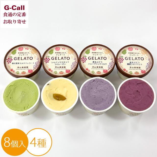 漆山果樹園 果樹園生まれのジェラート4種類 詰合せ 8個入 九州・沖縄送料別 ジェラート シャーベット アイス ぶどう 桑の葉茶 果樹園 スイーツ メーカー直送