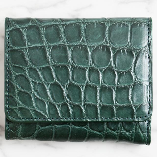 レザー ウォレット コレクション クロコダイル財布 グリーン 送料無料