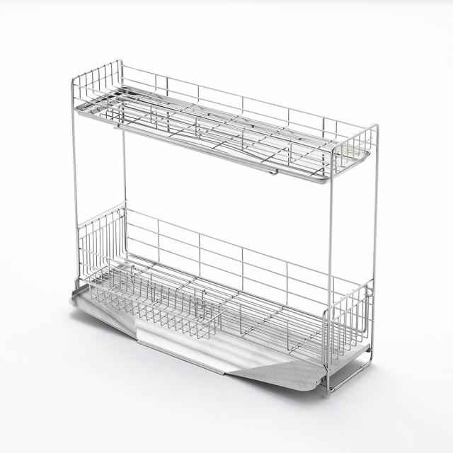 ヨシカワ シンクサイド 幅の広がる2段水切り 幅15×奥行57cm 送料無料 yoshikawa 水切りラック シンク キッチン用品 日本製 ステンレス製 メーカー直送
