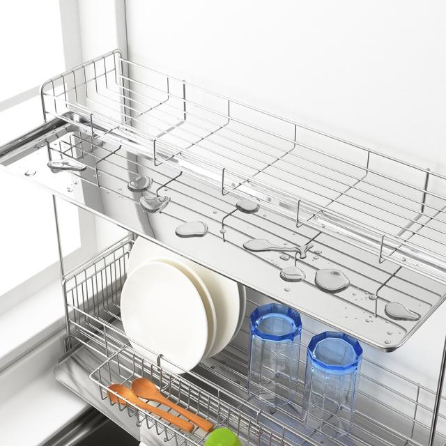 ヨシカワ シンクサイド 幅の広がる2段水切り 幅15×奥行57cm 送料無料 yoshikawa 水切りラック シンク キッチン用品 日本製 ステンレス製 メーカー直送