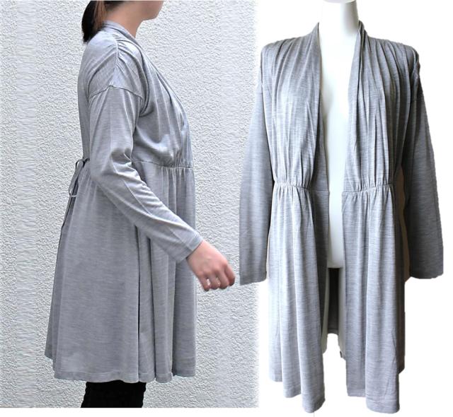 シーズ・ルネス シルク ロングカーデ グレー Lサイズ 送料無料 La