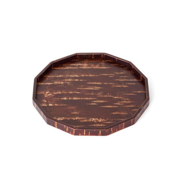 藤木伝四郎商店 素箱 十二角盆 小 無地皮 送料無料 化粧箱 お盆 盆 おぼん 山田佳一朗 ウレタン塗装 無地皮 キッチン用品 角館 樺細工 贈答 ギフト お取り寄せ