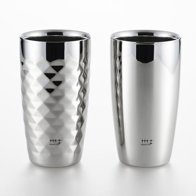 ヨシカワ 磨き屋シンジケート 二重ビアタンブラー ダイヤモンドカットセット 計2個 送料無料 酒器 コップ 食器 ビールグラス ジョッキ ステンレス 生産者直送 燕