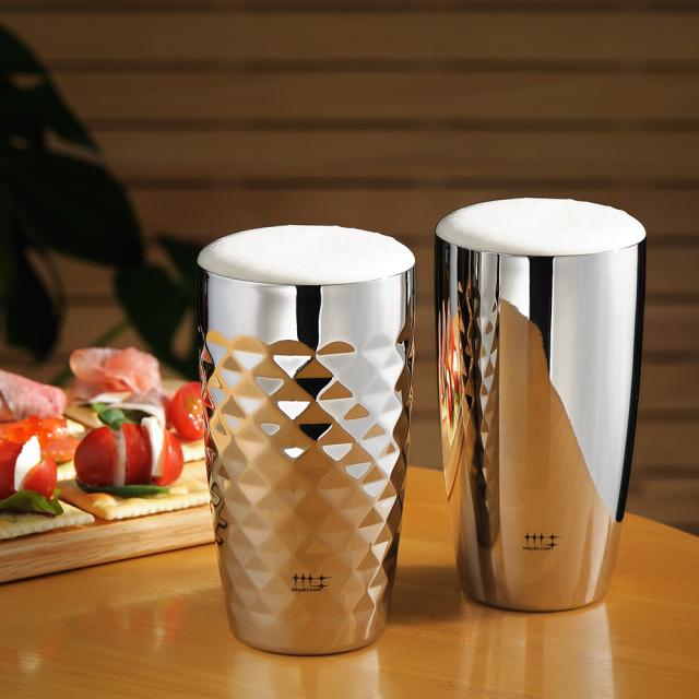 ヨシカワ 磨き屋シンジケート 二重ビアタンブラー ダイヤモンドカットセット 計2個 送料無料 酒器 コップ 食器 ビールグラス ジョッキ ステンレス 生産者直送 燕_2