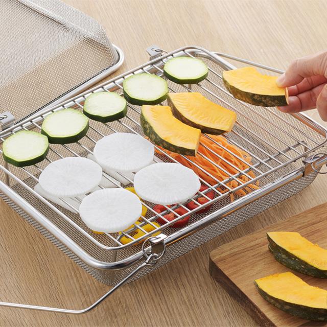 ヨシカワ 暮らし良い道具 ステンレス角型干しかご 2段(スノコ付) 送料無料 干しかご ステンレス 野菜干し 果物干し ざる 調理器具 新潟県 燕三条 メーカー直送