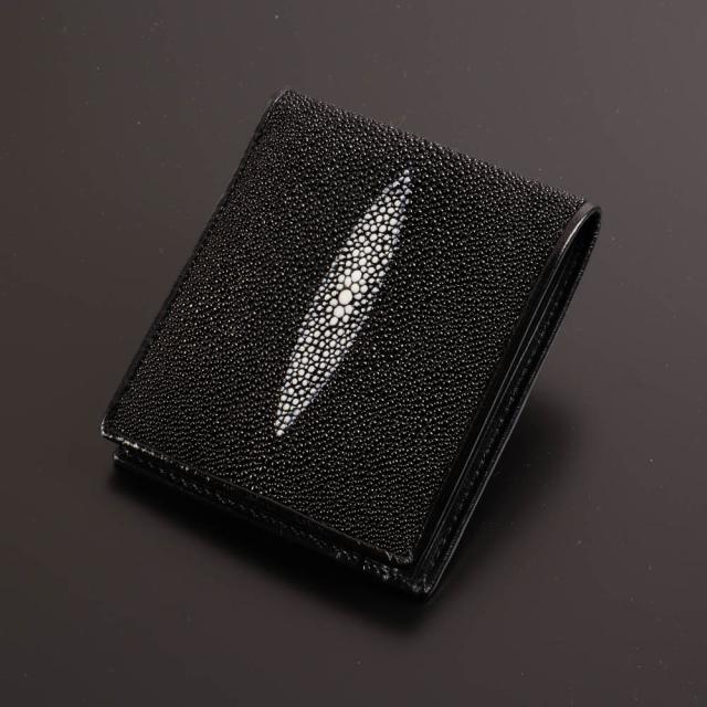 スティングレー エイ革 折財布 ブラック 折財布 コンパクト財布