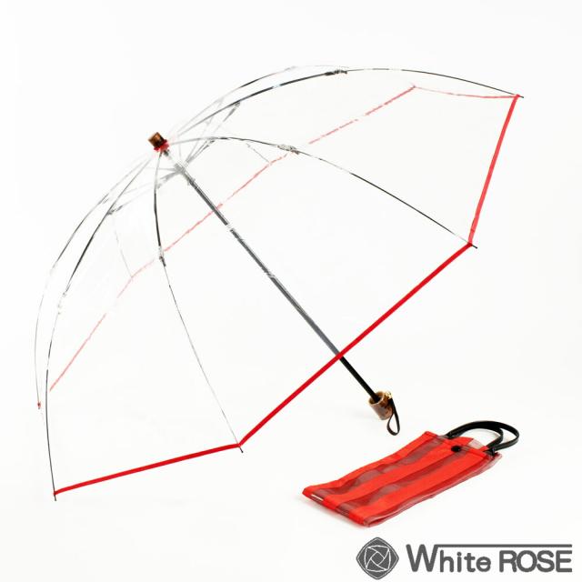 【着日指定不可】ホワイトローズ WHITE ROSE アメマチ50 ショート レッド 送料無料 折りたたみ傘 ビニール傘 雨傘 赤