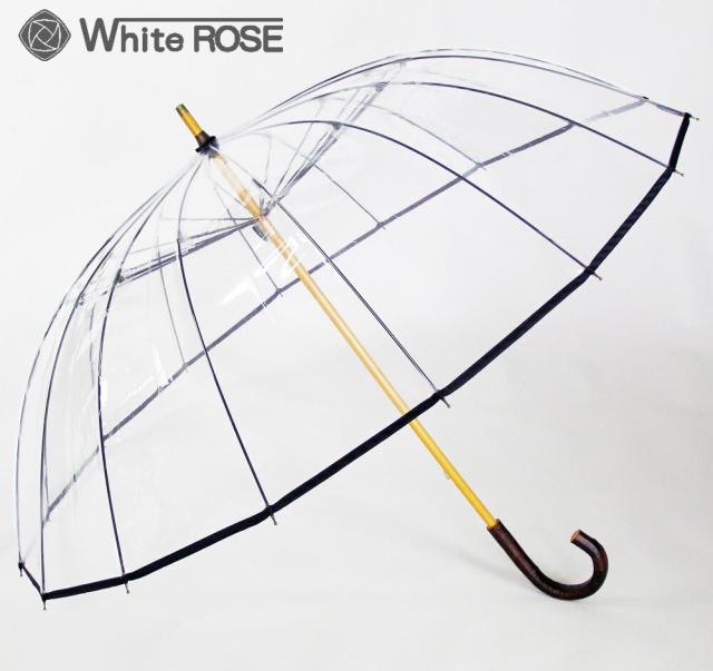 【着日指定不可】ホワイトローズ WHITE ROSE かてーる16 桜 ネイビー 送料無料 雨傘 16本骨 ビニール傘 紺の通販は 13,200円
