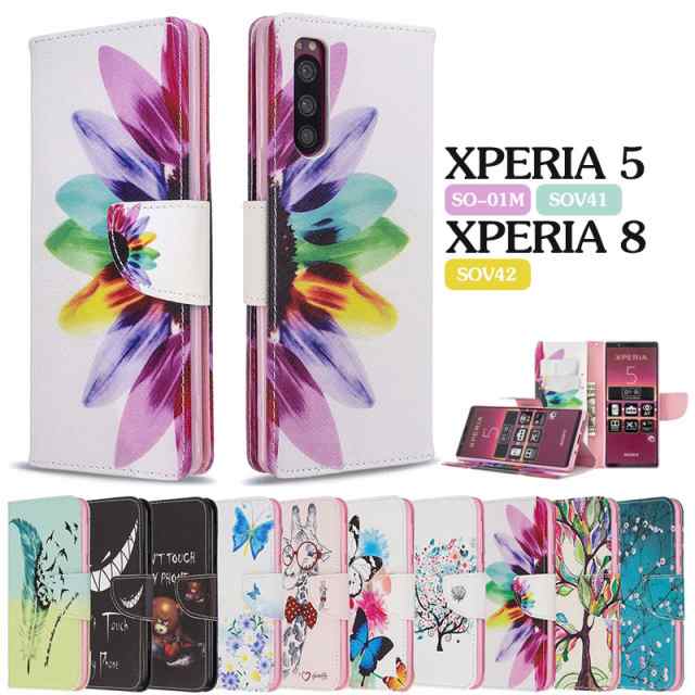Xperia 5ケース かわいい 薄型 スマホケース 手帳型 So 01mケース 蝶 花 Xperia 8ケース 横開き カード収納 Sov42 カバー 可愛い おしゃの通販はau Pay マーケット M Name