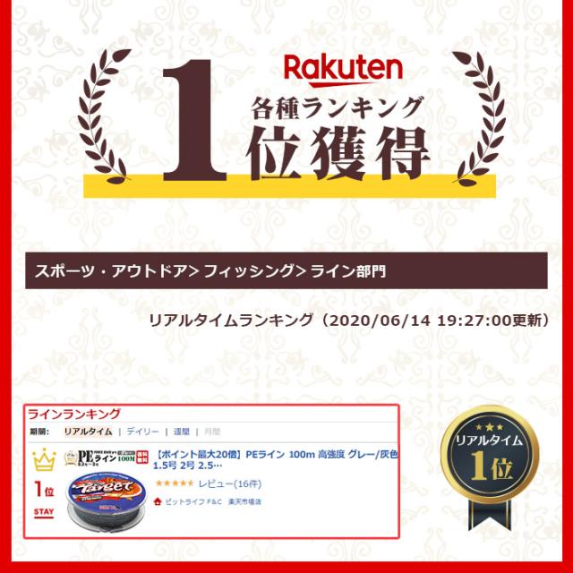 Peライン 100m 高強度pe グレー 灰色 マルチコーティング 0 3号 0 6号 0 8号 1号 1 5号 2号 2 5号 3号 各号 各ポンド 日本製原料 国産 の通販はau Pay マーケット ピットライフ F C