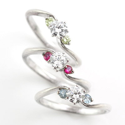 選べる誕生石 プラチナ ダイヤモンドリング 婚約指輪・エンゲージリング の通販は
