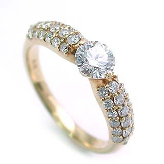 パヴェ AneCan掲載 Brand アニーベル K18ダイヤモンドデザインリング 婚約指輪・エンゲージリング メレの通販は