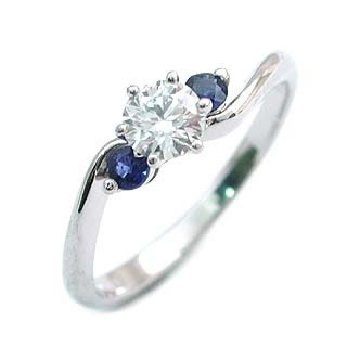 CanCam掲載9月誕生石 サファイア Pt ダイヤリング 婚約指輪・エンゲージリング の通販は