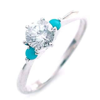 12月誕生石 ターコイズ Pt ダイヤリング 婚約指輪・エンゲージリング の通販は