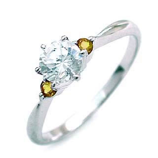 11月誕生石 シトリン Pt ダイヤモンドリング 婚約指輪・エンゲージリング の通販は