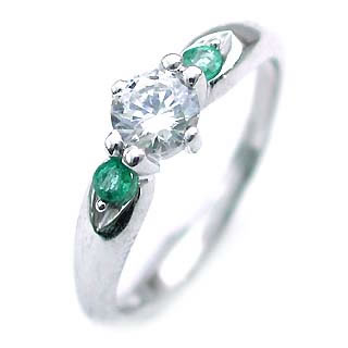 5月誕生石 エメラルド Pt ダイヤリング 婚約指輪・エンゲージリング の通販は