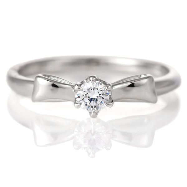婚約指輪 ダイヤモンド プラチナ リング 0.3ct 天然石 エンゲージリング 鑑定書 リボンの通販は 133,000円