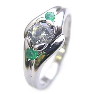 婚約指輪 ダイヤモンド エンゲージリング5月誕生石 エメラルドの通販は