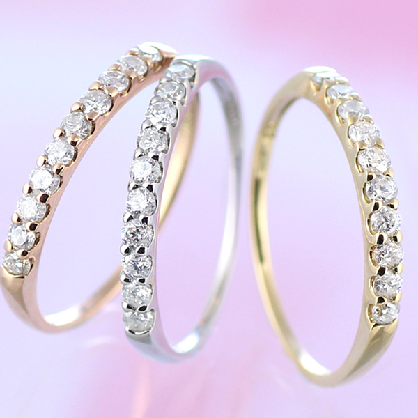 ハーフエタニティタイプダイヤリング11号 サイズ:11号】0.5ct ハーフエタニティ リング R3703DI-P | 山梨