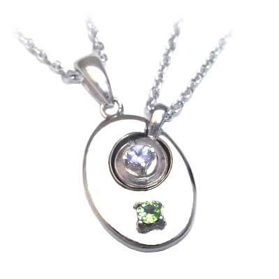 8月・12月誕生石 シルバー ペリドット・タンザナイトペアペンダントネックレスの通販は