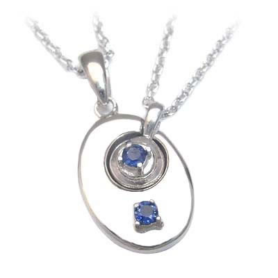9月誕生石 シルバー サファイアペアペンダントネックレスの通販は