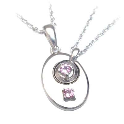 10月誕生石 シルバー ピンクトルマリンペアペンダントネックレスの通販は