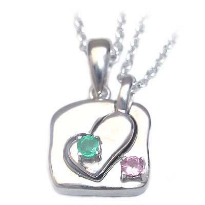5月・10月誕生石 シルバー エメラルド・ピンクトルマリンペアペンダントネックレス の通販は 12,096円