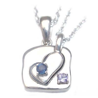 9月・12月誕生石 シルバー サファイア・タンザナイトペアペンダントネックレス の通販は