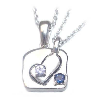 12月・9月誕生石 シルバー タンザナイト・サファイアペアペンダントネックレス の通販は