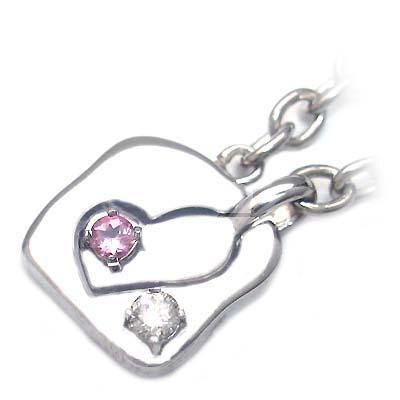 10月誕生石 10月・4月誕生石 シルバー ピンクトルマリン・ダイヤモンドペアチャームの通販は 21,000円