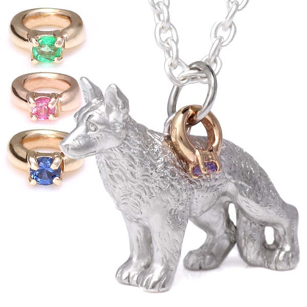 SV K10 誕生石 ジャーマンシェパードドッグ ネックレス 犬の通販は