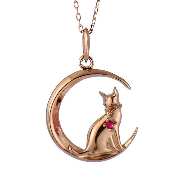 ルビー 猫 ネックレス 7月 誕生日 プレゼントの通販は