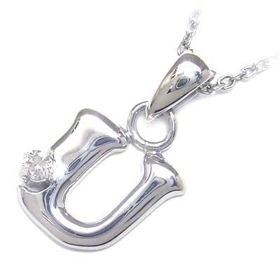 イニシャル 「U」イニシャルモチーフ4月誕生石 ダイヤモンドペンダントネックレスCanCam掲載の通販は