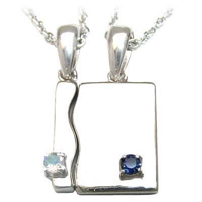 ネックレス　6月・9月誕生石 シルバー ムーンストーン・サファイアペアペンダントネックレス の通販は