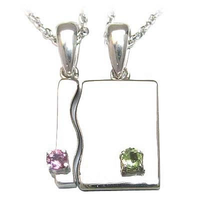 ネックレス 10月誕生石 10月・8月誕生石 シルバー ピンクトルマリン・ペリドットペアペンダントネックレス の通販は