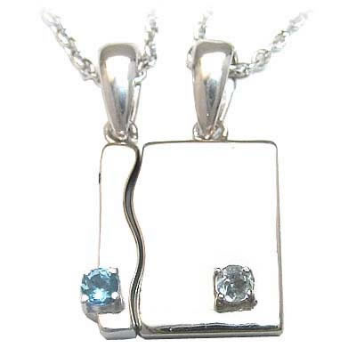 11月・3月誕生石 シルバー ブルートパーズ・アクアマリンペアペンダントネックレス の通販は