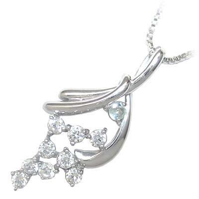 スイート エタニティ ダイヤモンド 10 個 3月誕生石 K18ホワイトゴールド ダイヤモンド・アクアマリンペンダントネックレス 結婚 10の通販は