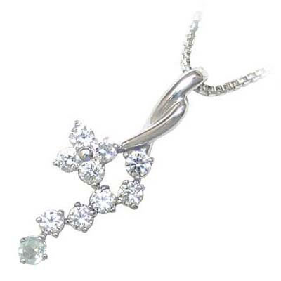 アクアマリン 3月誕生石 K18ホワイトゴールド ダイヤモンド アクアマリンペンダントネックレスの通販は 104,000円