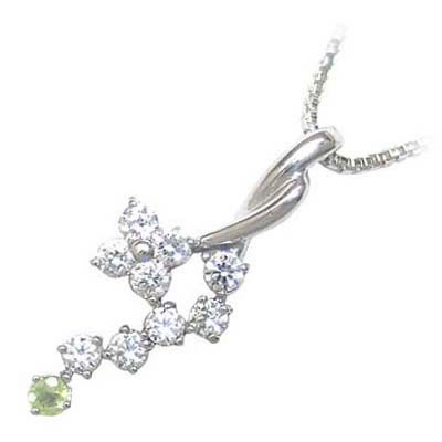 ペリドット 8月誕生石 K18ホワイトゴールド ダイヤモンド ペリドットペンダントネックレスの通販は