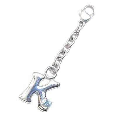 イニシャル 「K」イニシャルモチーフ3月誕生石 アクアマリンチャームトップ ホルダーCanCam掲載 の通販は