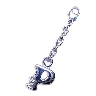 イニシャル チャーム　「P」イニシャルモチーフ4月誕生石 ダイヤモンドチャームトップ ホルダーCanCam掲載の通販は