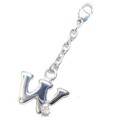 イニシャル 「W」イニシャルモチーフ4月誕生石 ダイヤモンドチャームトップ ホルダーCanCam掲載