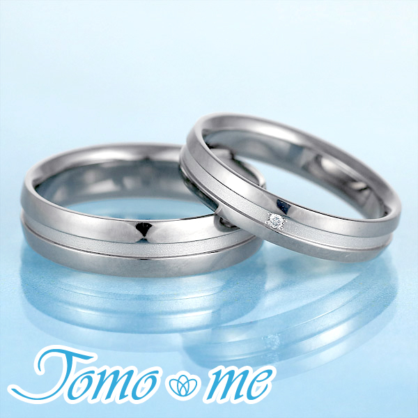 結婚指輪 マリッジリング プラチナ チタン コンビ ダイヤモンド 一粒 Tomo me トモミ ペアリング ブランド シンプル 人気 刻印無料 ストの通販は