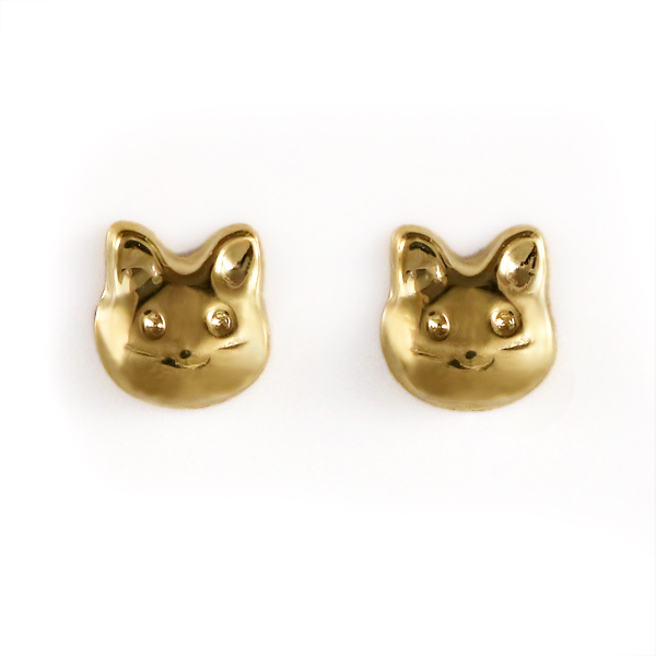 ピアス 18金 K18 18k 猫 キャット cat イエローゴールド地金 18kの通販は