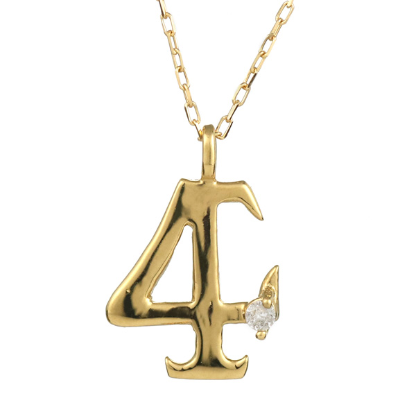 ナンバー 数字 イエローゴールド ダイヤモンド ネックレス 4 レディース 40cm 18金 K18の通販は 24,800円