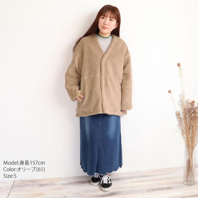 ボアジャケット ジョンブル レディース リバーシブル 中綿 カーディガンジャケット Johnbull ( jl234l02 ) キルティングジャケット ノーカラー アウター コート ブルゾン ミリタリージャケット ボアコート 防寒 冬コート John bull カジュアル おしゃれ アーベン_4